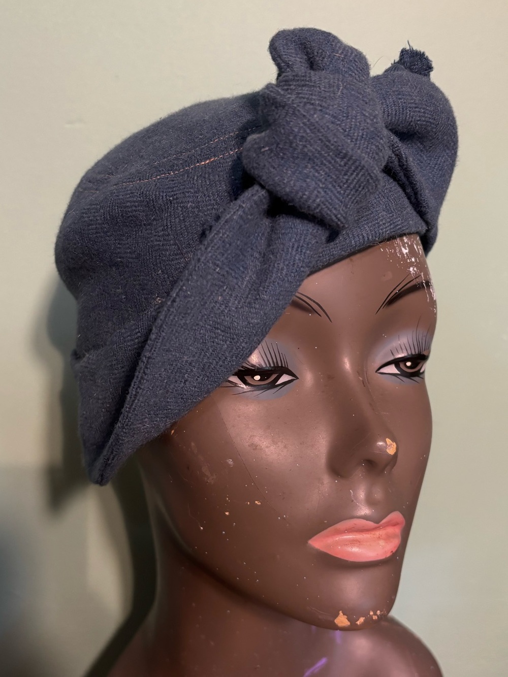 Vintage 1940’s Women's Navy Knotted Turban Style Hat